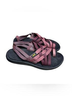 Teva Voya Water Friendly Sandal Size 8 Red Purple Comfy Strappy Slide Outdoor